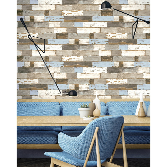 NextWall Peel &amp; Stick Shiplap White &amp; Gray Wallpaper image 5 of 5