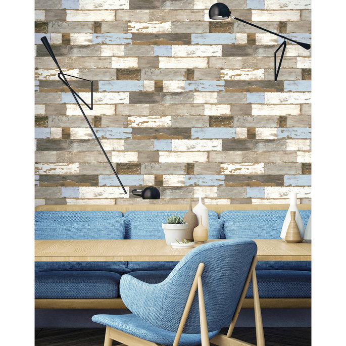 NextWall Peel &amp; Stick Shiplap White &amp; Gray Wallpaper image 5 of 5