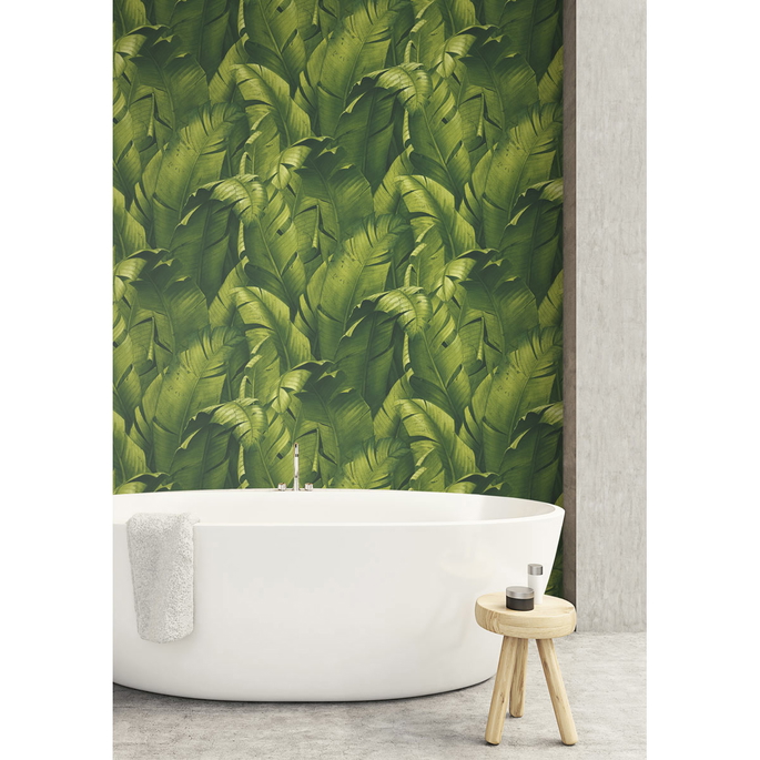 NextWall Peel &amp; Stick Tropical Banana Leaves Green Wallpaper image 4 of 5