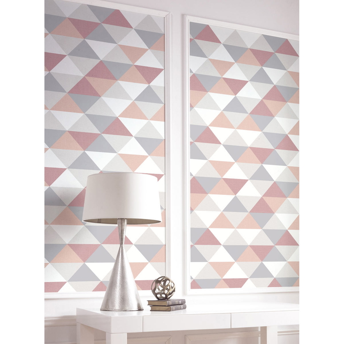 NextWall Peel &amp; Stick Mod Triangles Pink &amp; Gray Wallpaper image 2 of 4