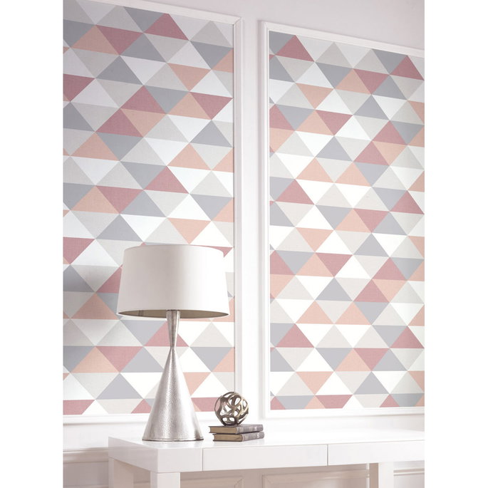 NextWall Peel &amp; Stick Mod Triangles Pink &amp; Gray Wallpaper image 2 of 4