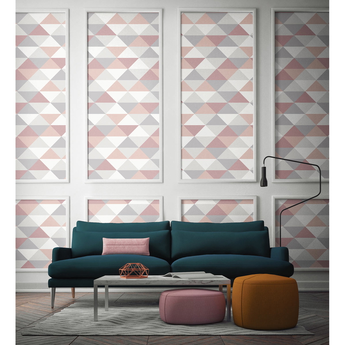 NextWall Peel &amp; Stick Mod Triangles Pink &amp; Gray Wallpaper image 4 of 4