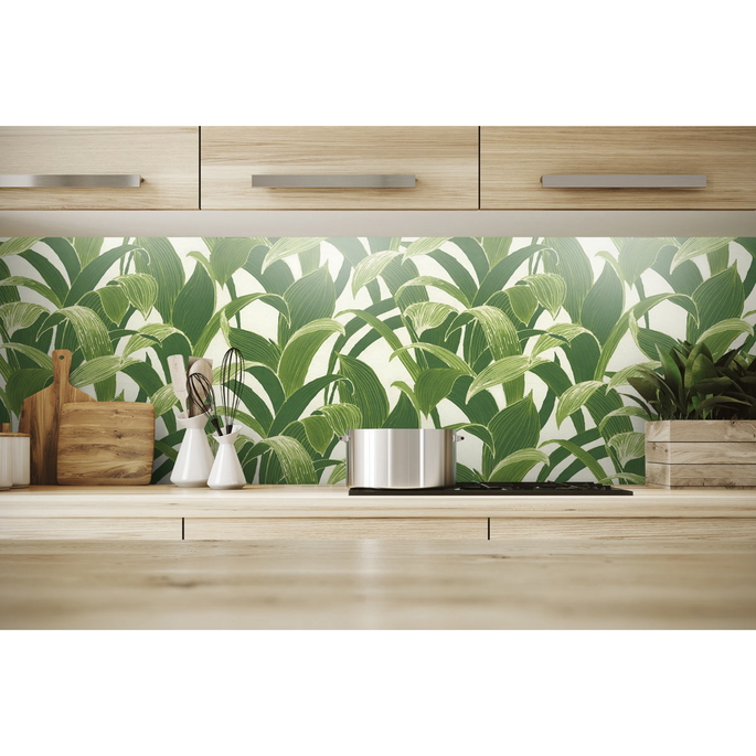 NextWall Peel &amp; Stick Banana Groves Green &amp; White Wallpaper image 2 of 5