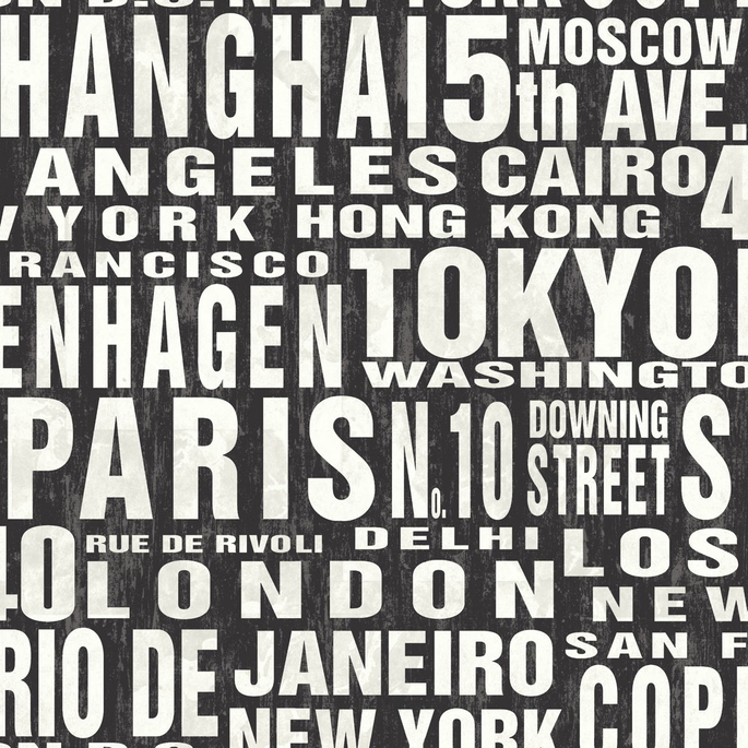 NextWall Peel &amp; Stick Around the World Black &amp; White Wallpaper image 1 of 5