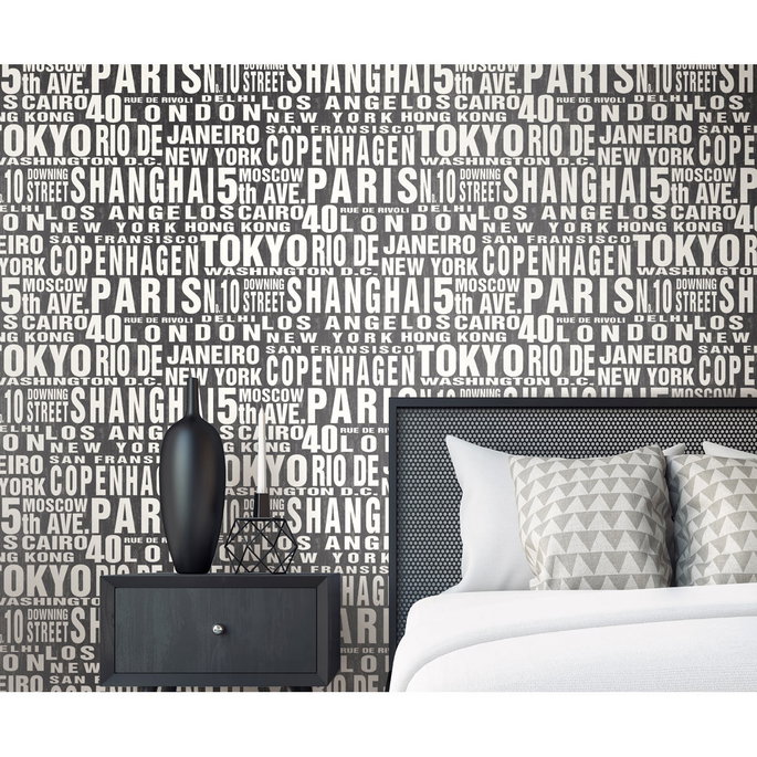 NextWall Peel &amp; Stick Around the World Black &amp; White Wallpaper image 2 of 5