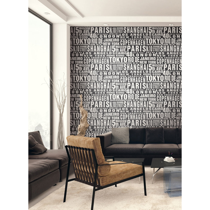 NextWall Peel &amp; Stick Around the World Black &amp; White Wallpaper image 5 of 5