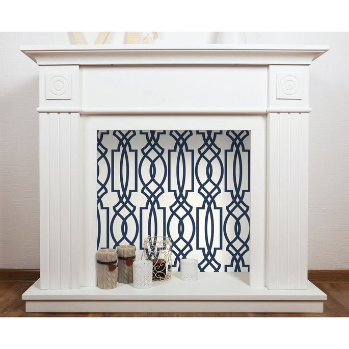 NextWall Peel &amp; Stick Deco Lattice Navy &amp; White Wallpaper image 2 of 5