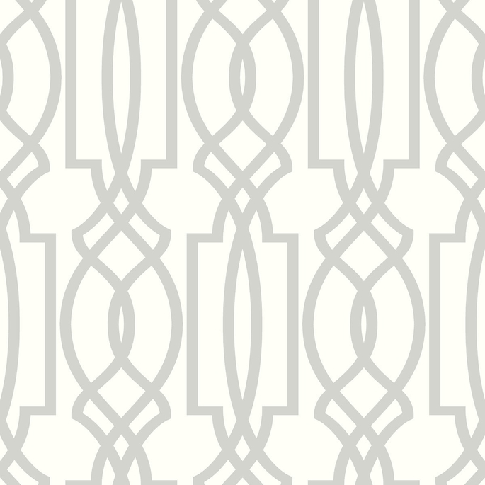 NextWall Peel &amp; Stick Deco Lattice Soft Gray &amp; White Wallpaper image 1 of 5