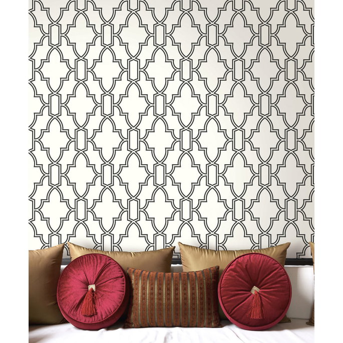 NextWall Peel &amp; Stick Tile Trellis Black &amp; White Wallpaper image 4 of 5
