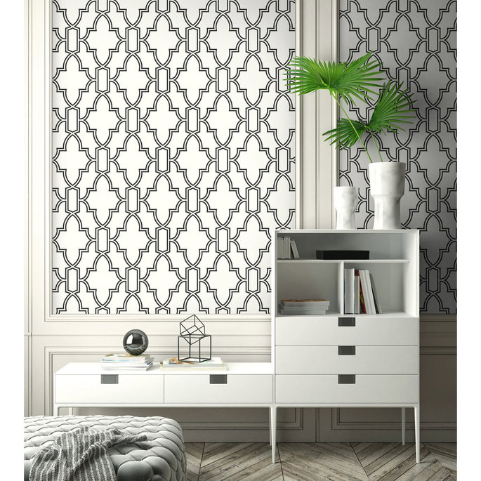 NextWall Peel &amp; Stick Tile Trellis Black &amp; White Wallpaper image 5 of 5