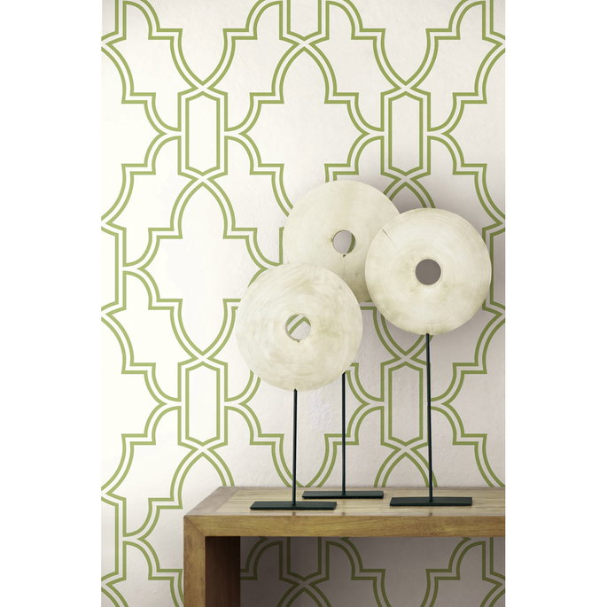NextWall Peel &amp; Stick Tile Trellis Green &amp; White Wallpaper image 3 of 5