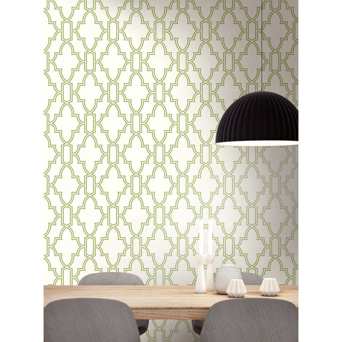 NextWall Peel &amp; Stick Tile Trellis Green &amp; White Wallpaper image 4 of 5