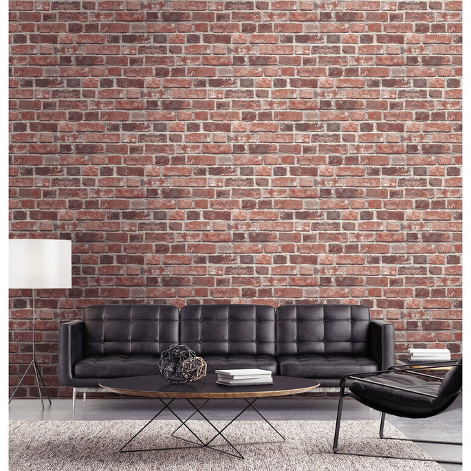 NextWall Peel &amp; Stick Distressed Red Brick Wallpaper image 2 of 5