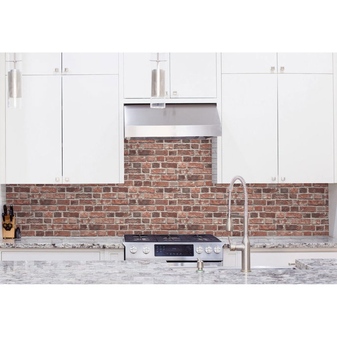 NextWall Peel &amp; Stick Distressed Red Brick Wallpaper image 4 of 5