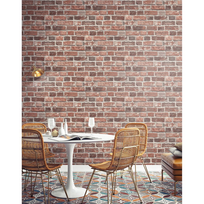 NextWall Peel &amp; Stick Distressed Red Brick Wallpaper image 5 of 5