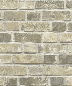 NextWall Peel & Stick Distressed Neutral Brick Gray & Tan Wallpaper