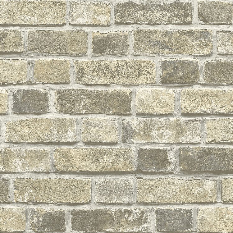 NextWall Peel & Stick Distressed Neutral Brick Gray & Tan Wallpaper