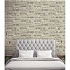 NextWall Peel & Stick Distressed Neutral Brick Gray & Tan Wallpaper - Image 5