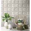 NextWall Peel & Stick Distressed Tin Tile Linen & Charcoal Wallpaper - Image 2