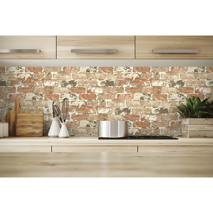 NextWall Peel &amp; Stick Weathered Red Brick Wallpaper image 4 of 5