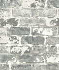 NextWall Peel & Stick Weathered Gray Brick Gray & Ivory Wallpaper