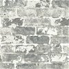 NextWall Peel & Stick Weathered Gray Brick Gray & Ivory Wallpaper - Image 1