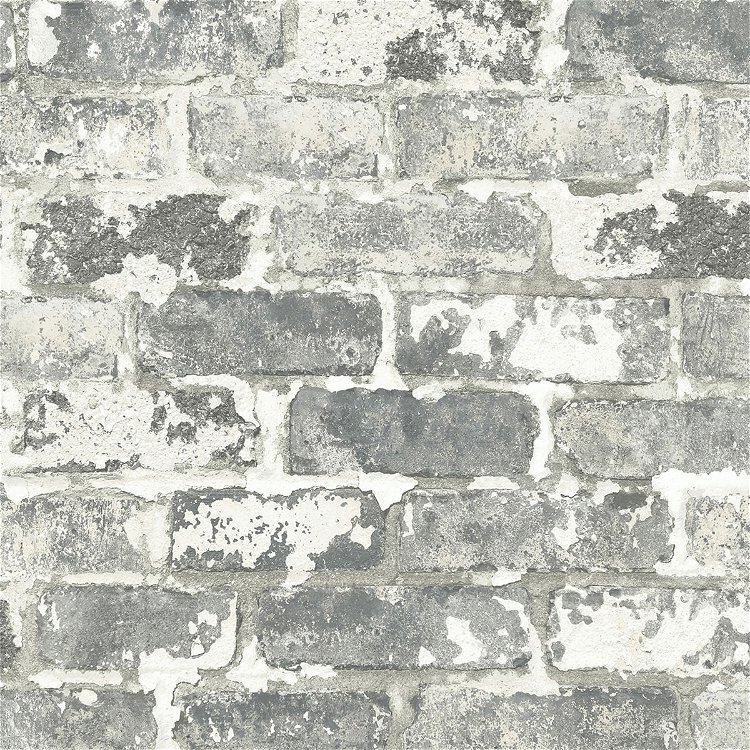 NextWall Peel & Stick Weathered Gray Brick Gray & Ivory Wallpaper