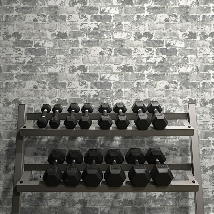 NextWall Peel &amp; Stick Weathered Gray Brick Gray &amp; Ivory Wallpaper image 2 of 4