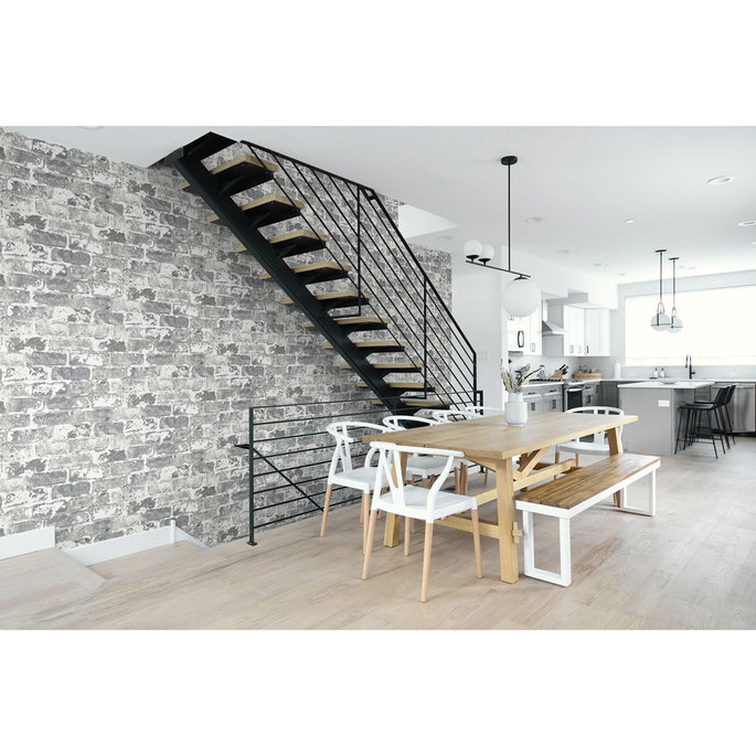 NextWall Peel &amp; Stick Weathered Gray Brick Gray &amp; Ivory Wallpaper image 3 of 4