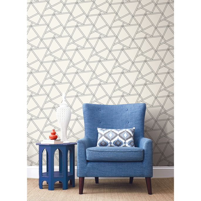 NextWall Peel &amp; Stick Railroad Geometric Iridescent Pearl &amp; Ebony Wallpaper image 3 of 5