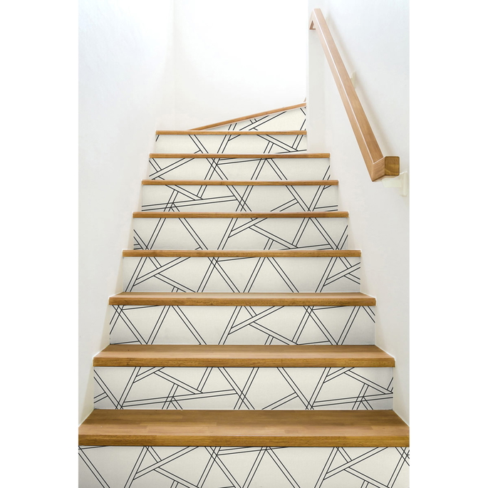 NextWall Peel &amp; Stick Railroad Geometric Iridescent Pearl &amp; Ebony Wallpaper image 4 of 5