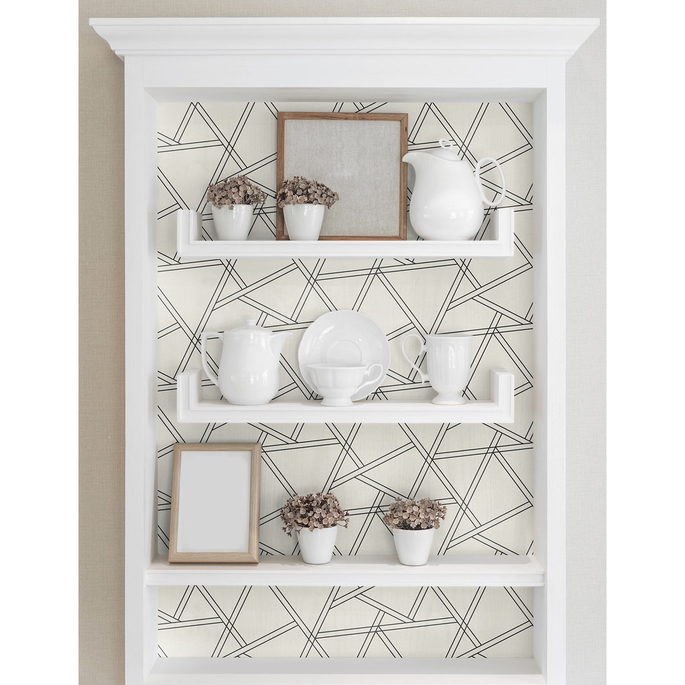 NextWall Peel &amp; Stick Railroad Geometric Iridescent Pearl &amp; Ebony Wallpaper image 5 of 5