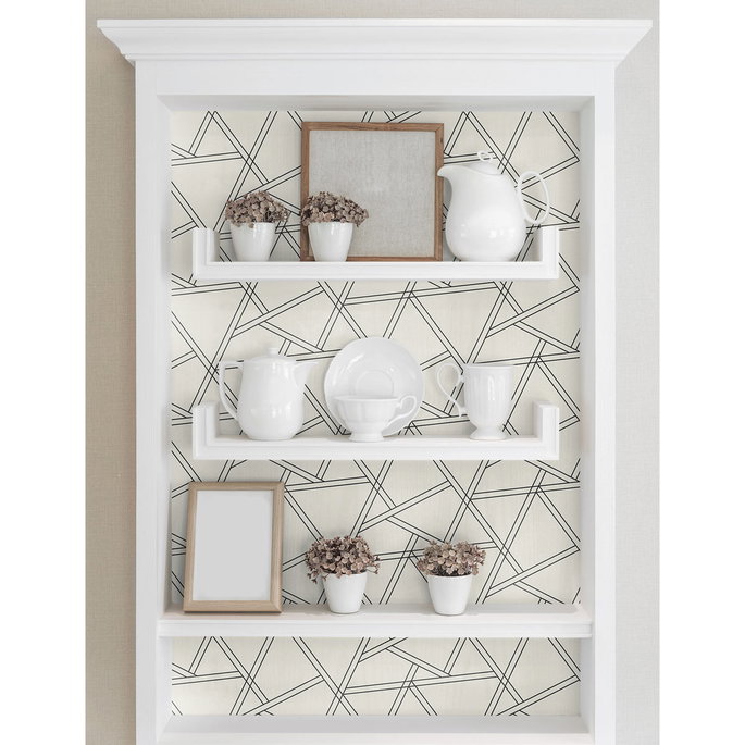 NextWall Peel &amp; Stick Railroad Geometric Iridescent Pearl &amp; Ebony Wallpaper image 5 of 5