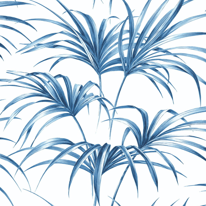 NextWall Peel &amp; Stick Tropical Palm Leaf Coastal Blue Wallpaper image 1 of 5
