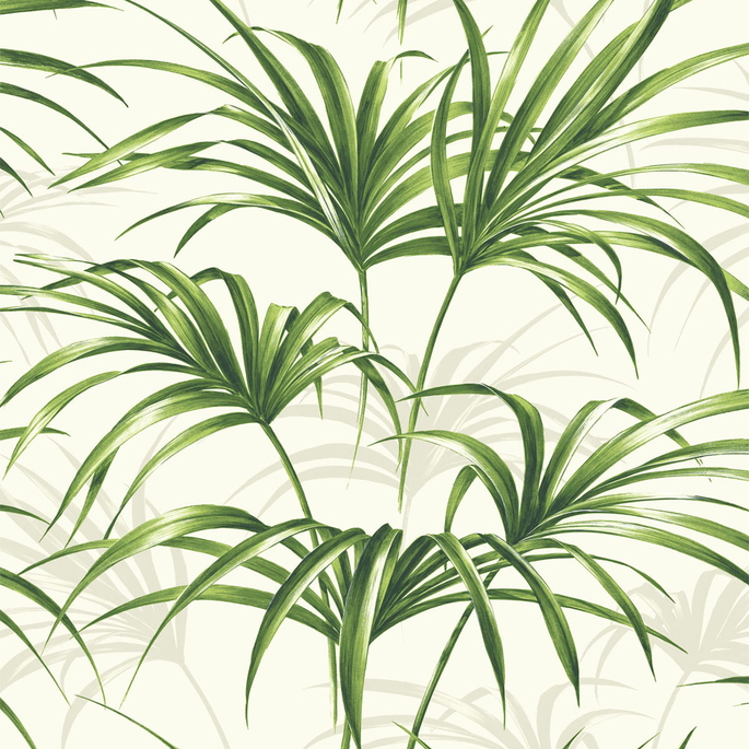 NextWall Peel &amp; Stick Tropical Palm Leaf Green &amp; Off-White Wallpaper image 1 of 5