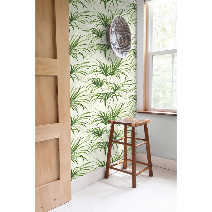 NextWall Peel &amp; Stick Tropical Palm Leaf Green &amp; Off-White Wallpaper image 2 of 5