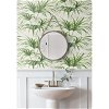NextWall Peel & Stick Tropical Palm Leaf Green & Off-White Wallpaper - Image 3