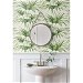 NextWall Peel &amp; Stick Tropical Palm Leaf Green &amp; Off-White Wallpaper thumbnail image 3 of 5