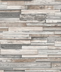NextWall Peel & Stick Reclaimed Wood Plank Light Gray & Brown Wallpaper