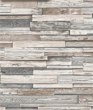 NextWall Peel & Stick Reclaimed Wood Plank Light Gray & Brown Wallpaper