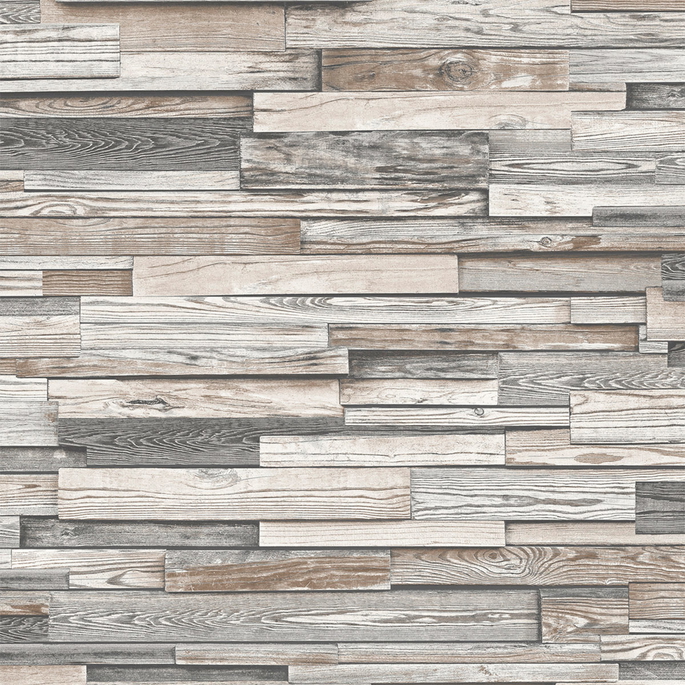 NextWall Peel &amp; Stick Reclaimed Wood Plank Light Gray &amp; Brown Wallpaper image 1 of 5