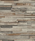NextWall Peel & Stick Reclaimed Wood Plank Charcoal & Brown Wallpaper