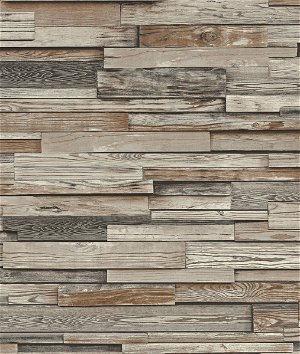 NextWall Peel & Stick Reclaimed Wood Plank Charcoal & Brown Wallpaper