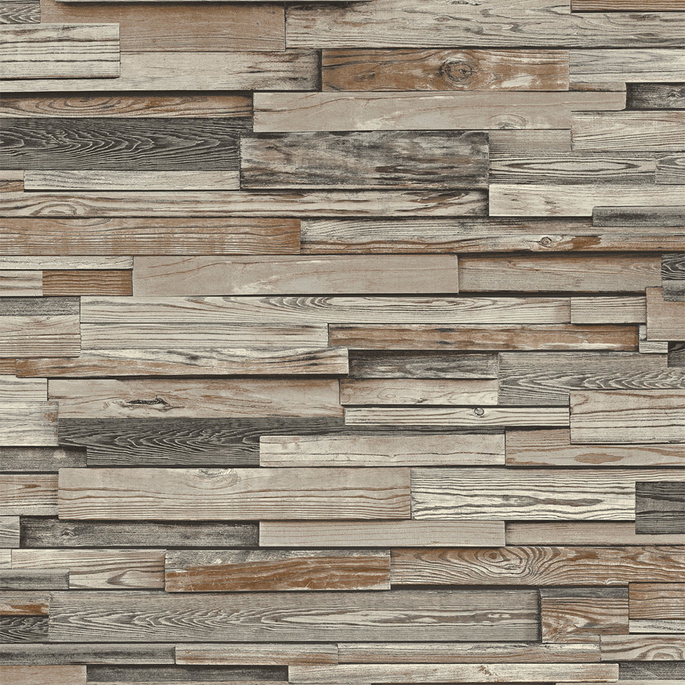 NextWall Peel &amp; Stick Reclaimed Wood Plank Charcoal &amp; Brown Wallpaper image 1 of 5