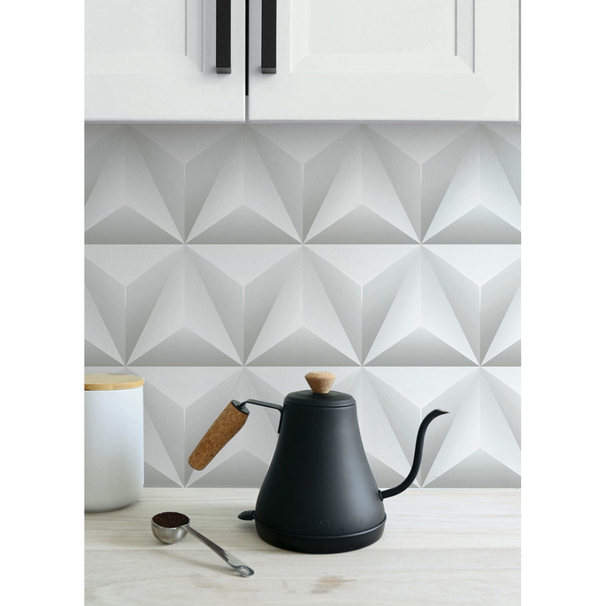 NextWall Peel &amp; Stick Triangle Origami Gray Wallpaper image 2 of 4