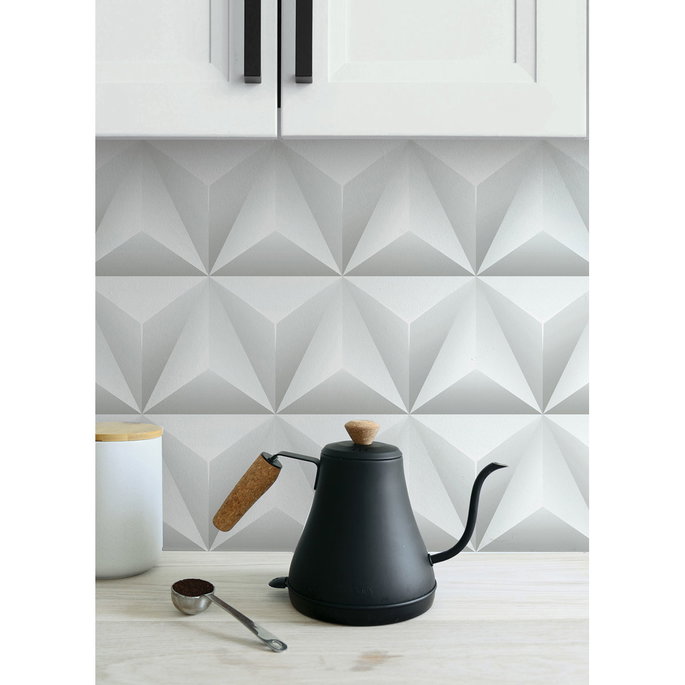 NextWall Peel &amp; Stick Triangle Origami Gray Wallpaper image 2 of 4