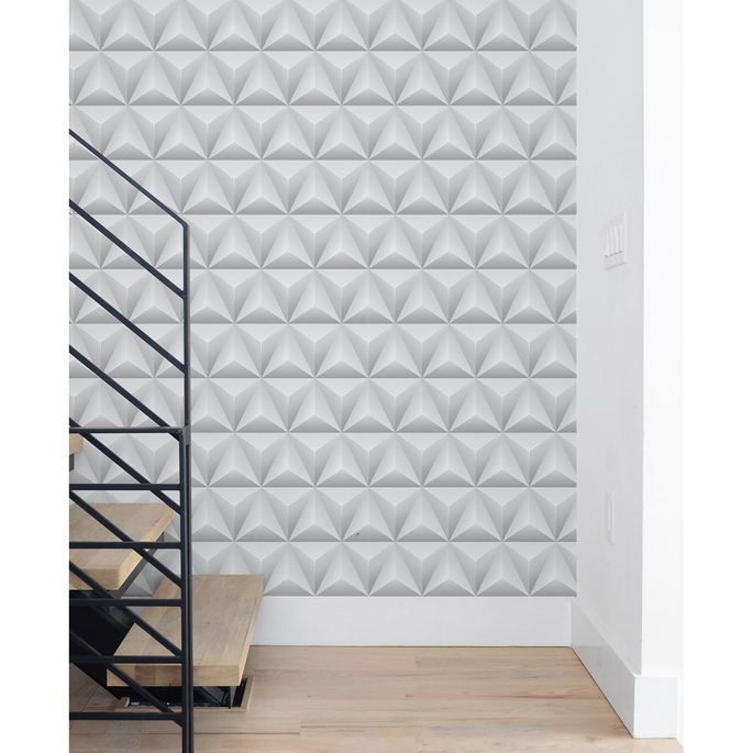 NextWall Peel &amp; Stick Triangle Origami Gray Wallpaper image 3 of 4