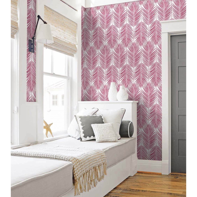 NextWall Peel &amp; Stick Paradise Palm Cerise Pink Wallpaper image 2 of 4