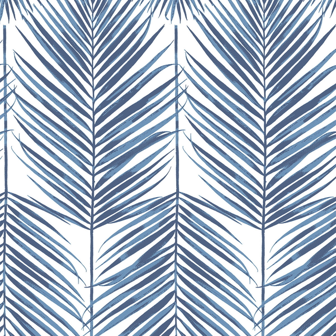 NextWall Peel &amp; Stick Paradise Palm Coastal Blue Wallpaper image 1 of 3