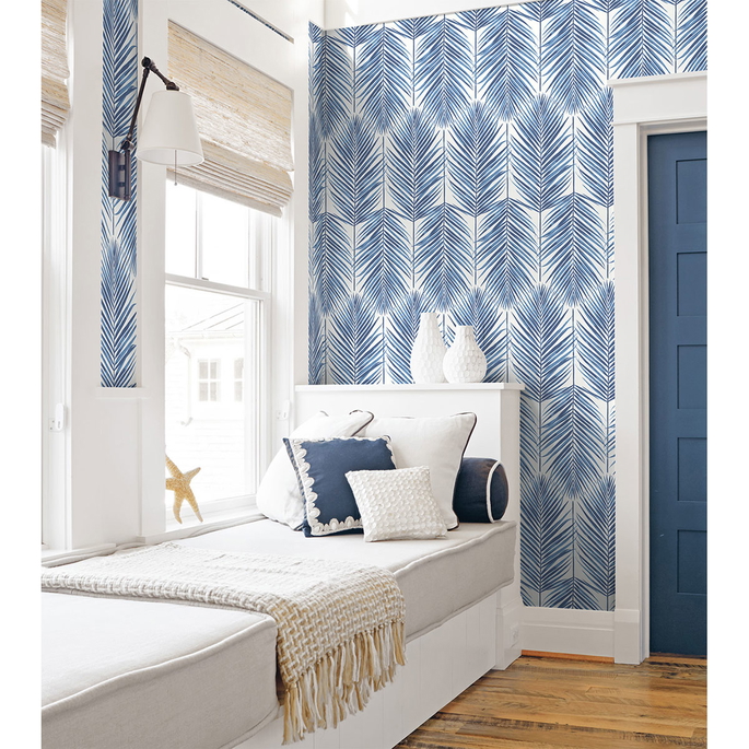 NextWall Peel &amp; Stick Paradise Palm Coastal Blue Wallpaper image 2 of 3